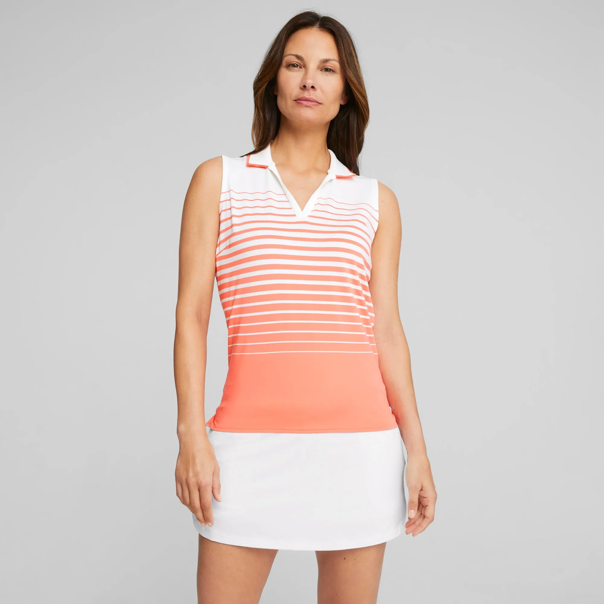 Women's MATTR Stripe Sleeveless Golf Polo