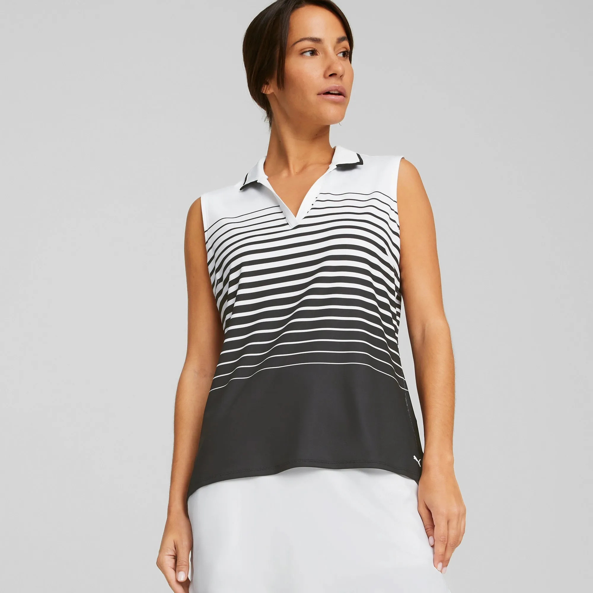 Women's MATTR Stripe Sleeveless Golf Polo